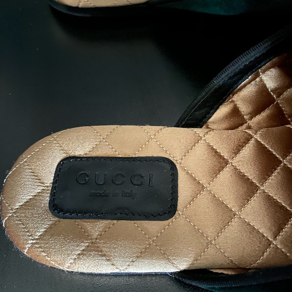 Gucci  green Shoes Gucci Crystal Jewel Silk Velvet Snake Mule Slipper size 39